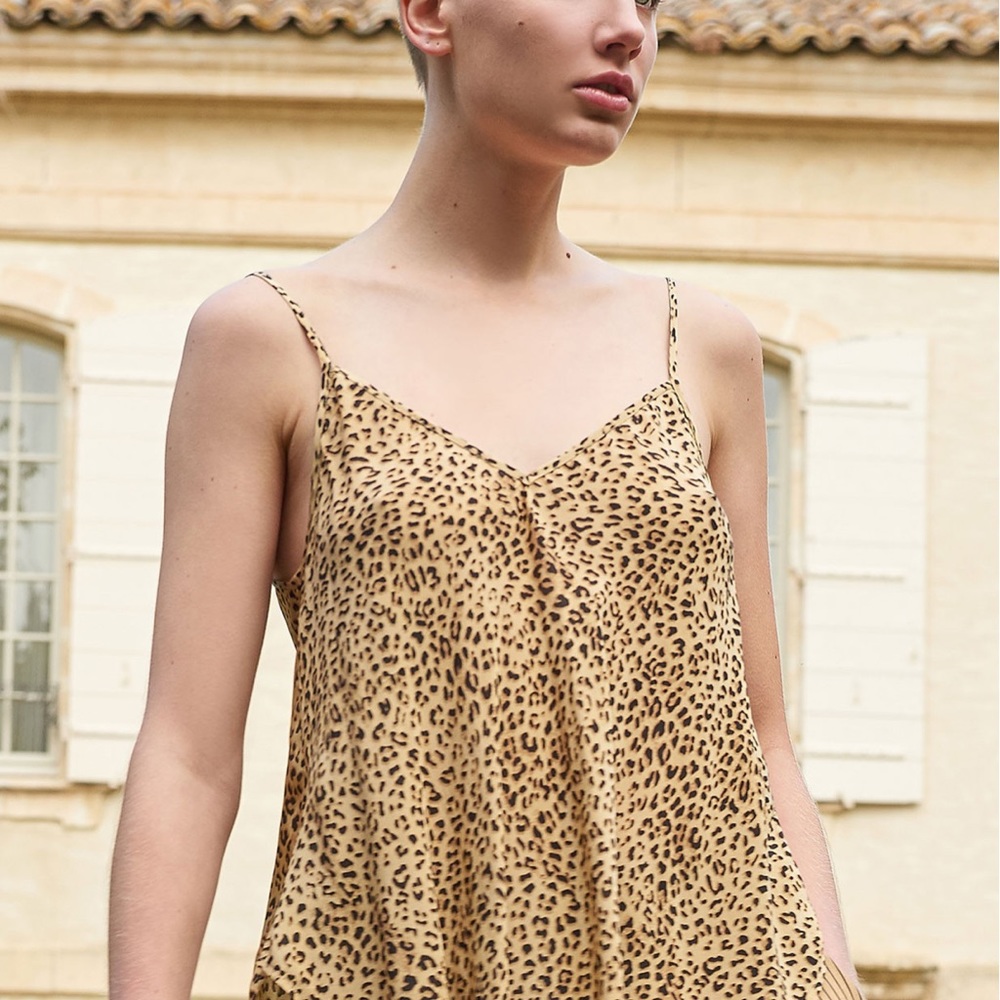 Mes Demoiselles Rosette leopard-print cami top NWT